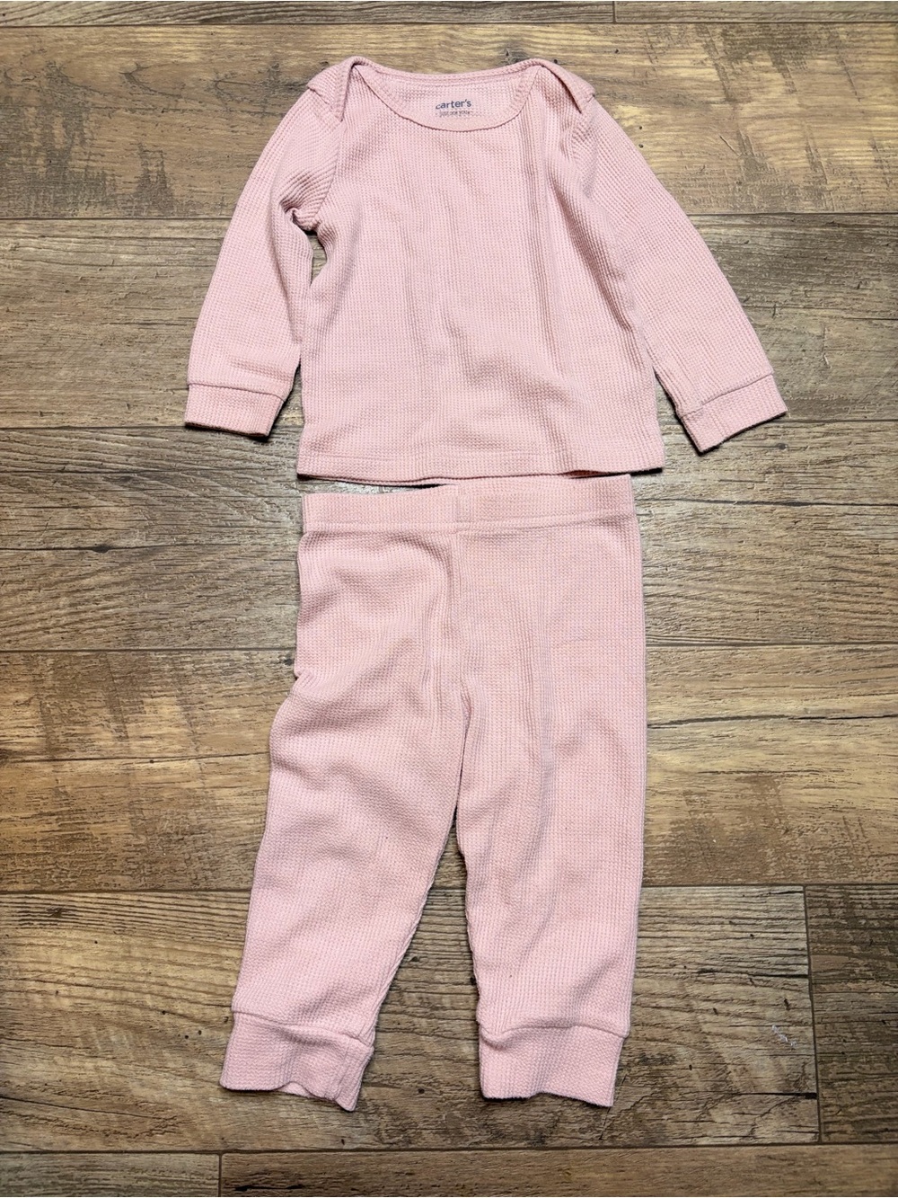 Carter’s Pink Waffle Knit Thermal Pajamas